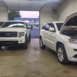 White Ford & White Jeep